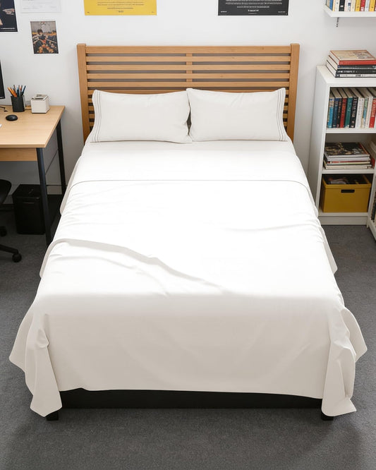 Skiennix Full XL Bed Sheet Set - Soft, Breathable & Cooling 4-Piece Luxury Bedding - Deep Pockets, Antique White