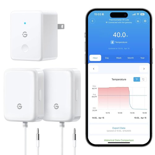 GoveeLife WiFi Refrigerator Thermometer - Wireless Digital Freezer Gauge with Alarm | 2-Pack, App Support