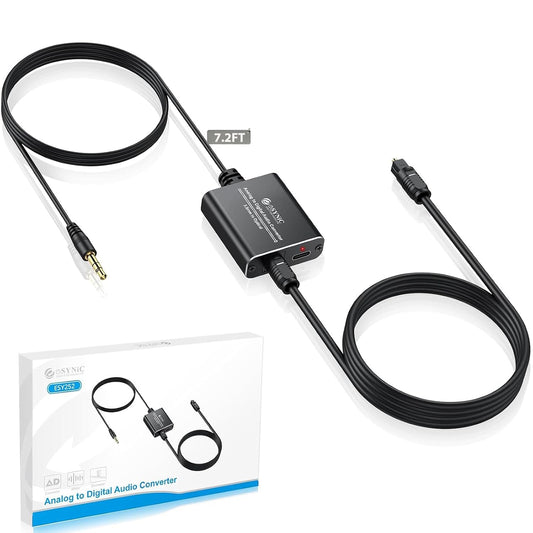 3.5 mm Setup-7ft eSynic Portable to Optical Audio Cable Converter-Aluminum Alloy Housing-Easy to Long Analog to Digital