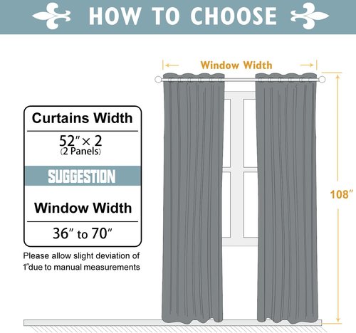 ChrisDowa Blackout Curtains - Thermal Insulated Room Darkening Panels, 108 Inches Long, Beige (Set of 2)