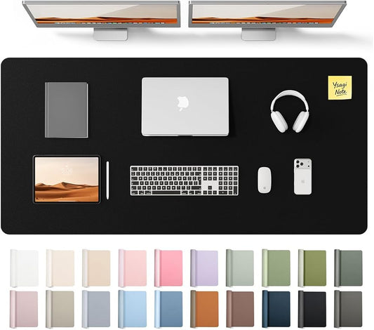 YSAGi Leather Desk Pad Protector, Office Desk Mat, Large Mouse Pad, Non-Slip PU Leather Desk Blotter, Laptop Desk Pad, Waterproof Desk Writing Pad for Office and Home (Black, 55" x 24")