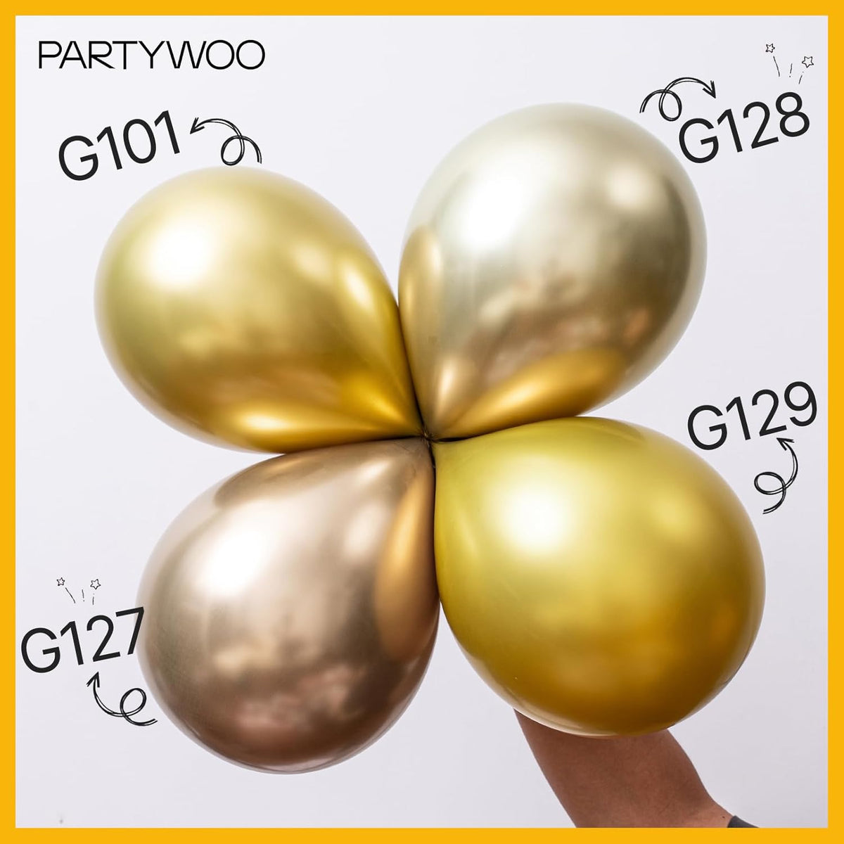 PartyWoo Gold Balloon Arch Kit - 120pcs in 5-18 Inch Sizes | Perfect for Birthday, Wedding, and Baby Showers