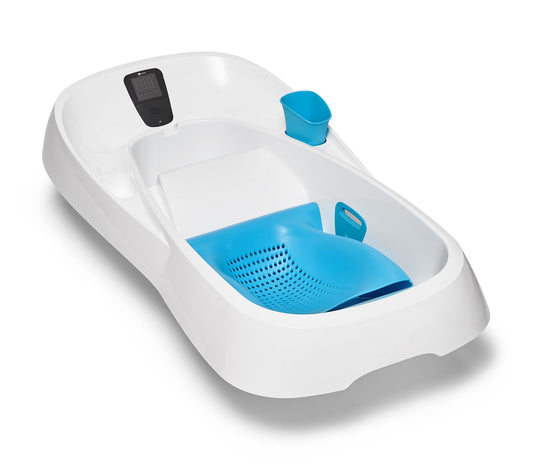 4moms Cleanwater Tub, 3-in-1 Grow-with-Me Baby Bathtub with Digital Thermometer for Newborns to Toddler, Assembled in The USA