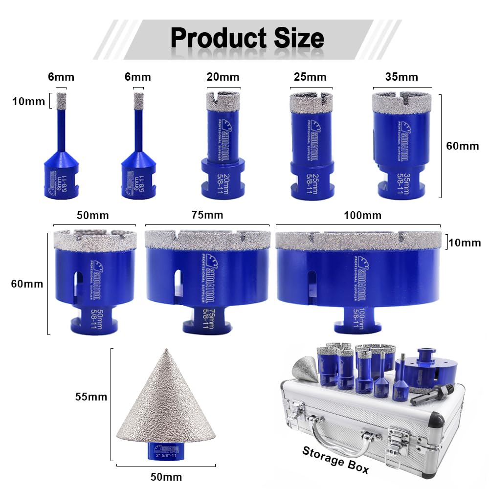 SHDIATOOL Diamond Core Drill Bits 1-1/2- Inch Hole Saw for Hard Stone Concrete Marble Granite