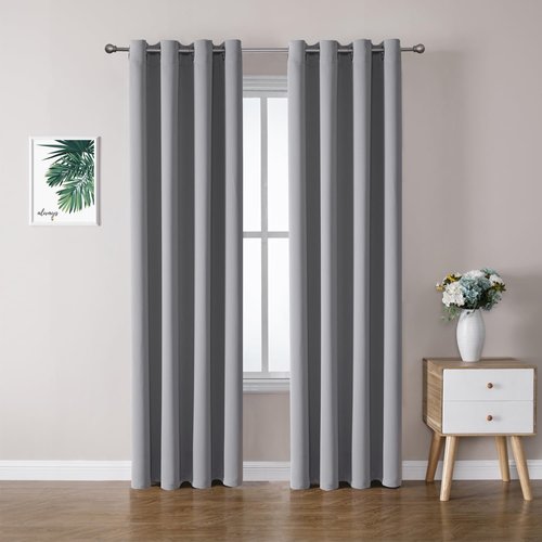 ChrisDowa Blackout Curtains - 120-Inch Long Thermal Insulated Grommet Panels | Light Grey, 2-Panel Set