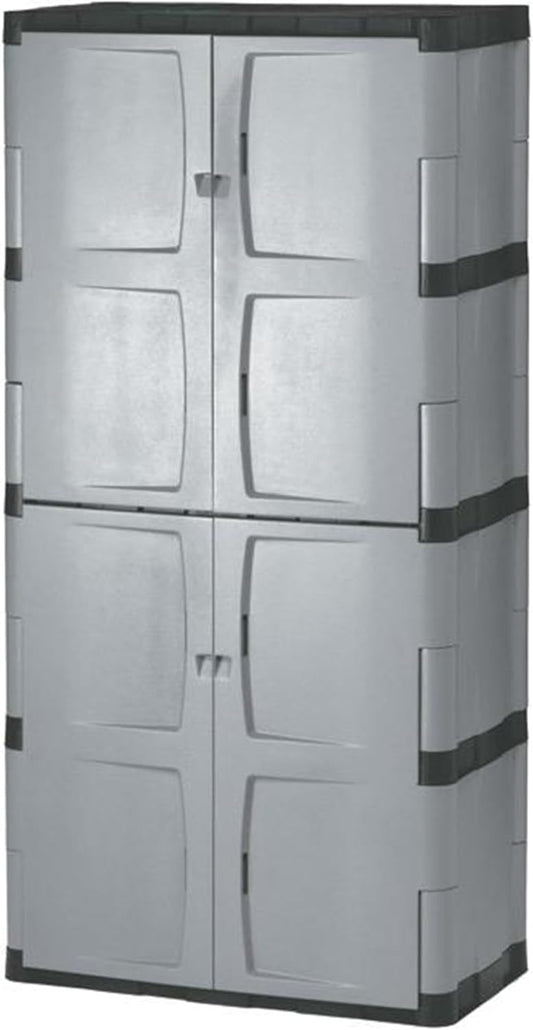 Rubbermaid Freestanding Storage Cabinet - Lockable Five Shelf Design | 690-Pound Capacity in Gray for Garage & Outdoor Use