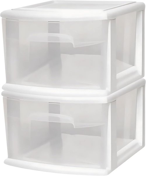 HOMZ 1-Drawer Storage Cart - Clear Plastic Container, 14.25" Wide, White Frame | Ideal for Home & Office Organization