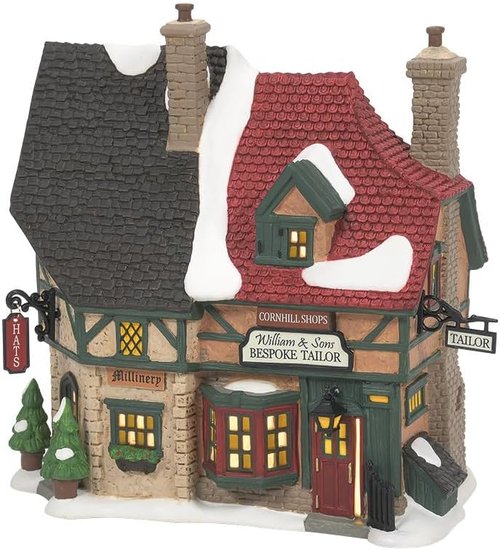 Department 56 | Dickens' A Christmas Carol Village Cornhill Shoppes Lit Building - 7.33 Inch, Multicolor