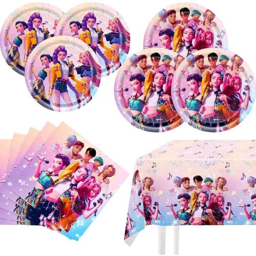 Demon Movie themed hunters Birthday Decorations Set, 20 Plates, napkins, tablecloth movie party decorations and more.