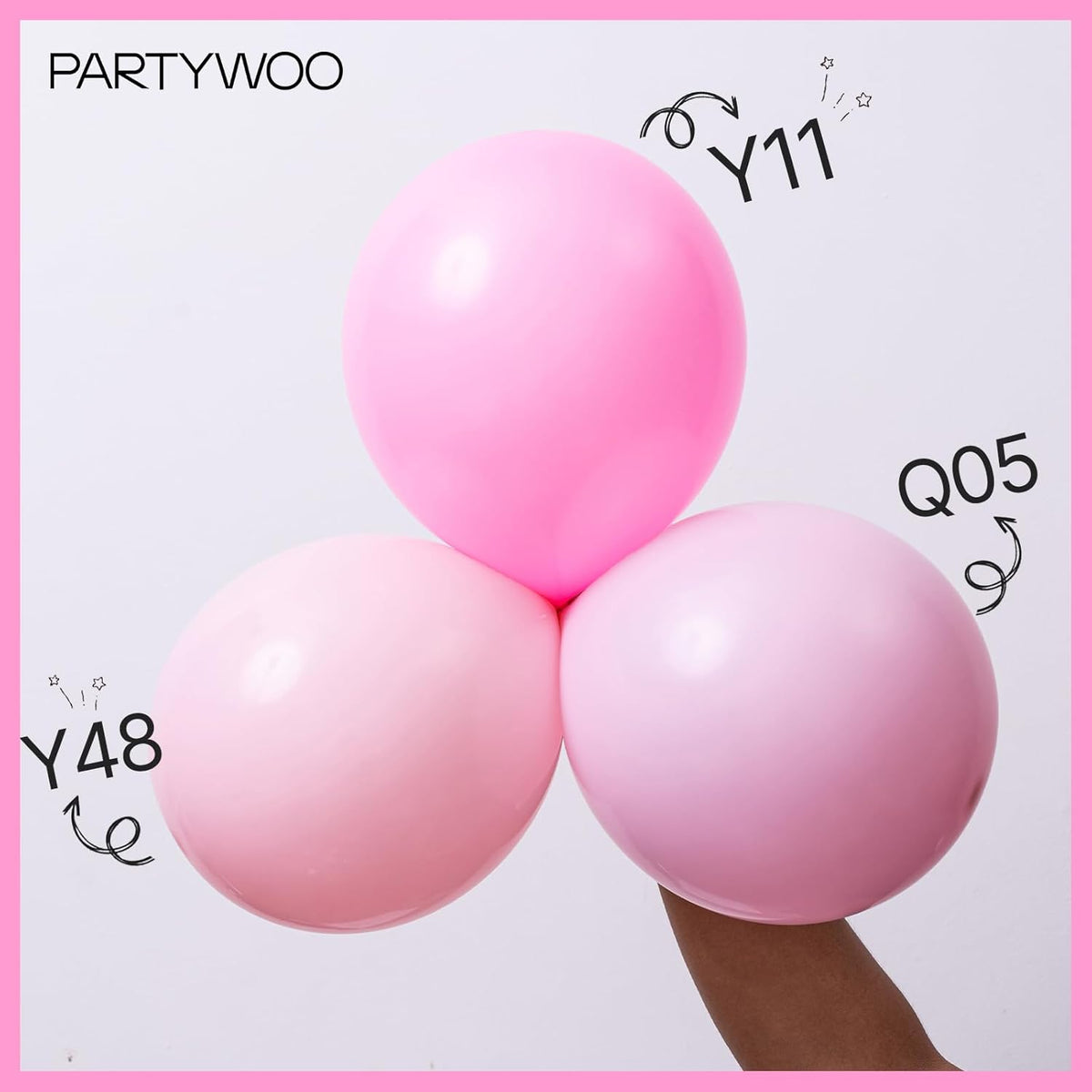 PartyWoo Pink Balloon Arch Kit - 127pcs Matte Pink Balloons in Various Sizes for Baby Showers & Parties
