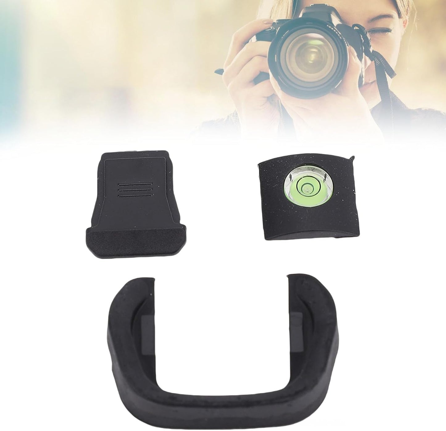 Akozon R5 R6, Camera Eyecup Viewfinder with Hot Shoe Cover & Bubble Spirit Level Kit, Compatible with Durable