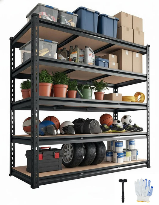 60x24x72 Heavy Duty Garage Storage Shelves,5-Tier Adjustable Metal Shelving Units, 2500 LBS Load Capacity Industrial Utility Storage Racks for Warehouse Pantry Shed Basement Garage Organization