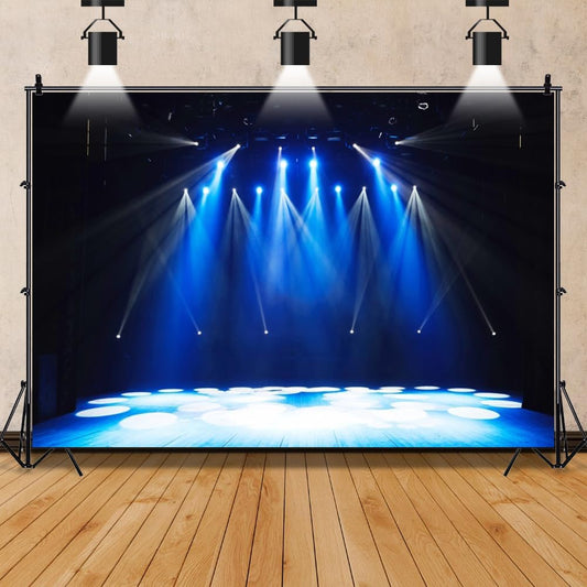 Leowefowa 12x8ft Vinyl Stage Concert Backdrop Spotlight Lights Night Club Photo Background Let's Glow Crazy Theme Party