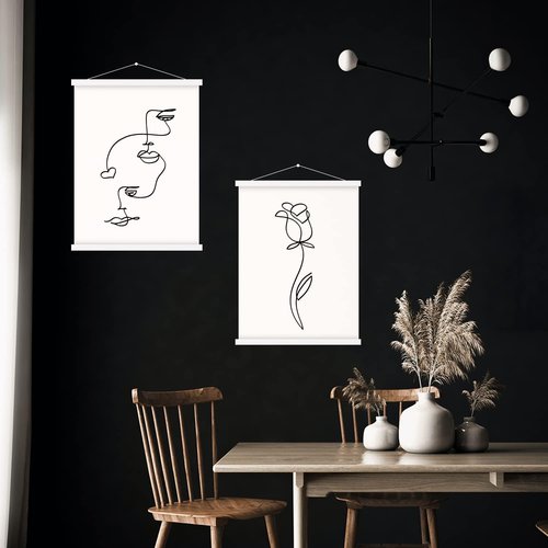 Benjia Poster Frame - Magnetic Light Wood Hanger for Photos & Artwork | 24x36 Inches, White