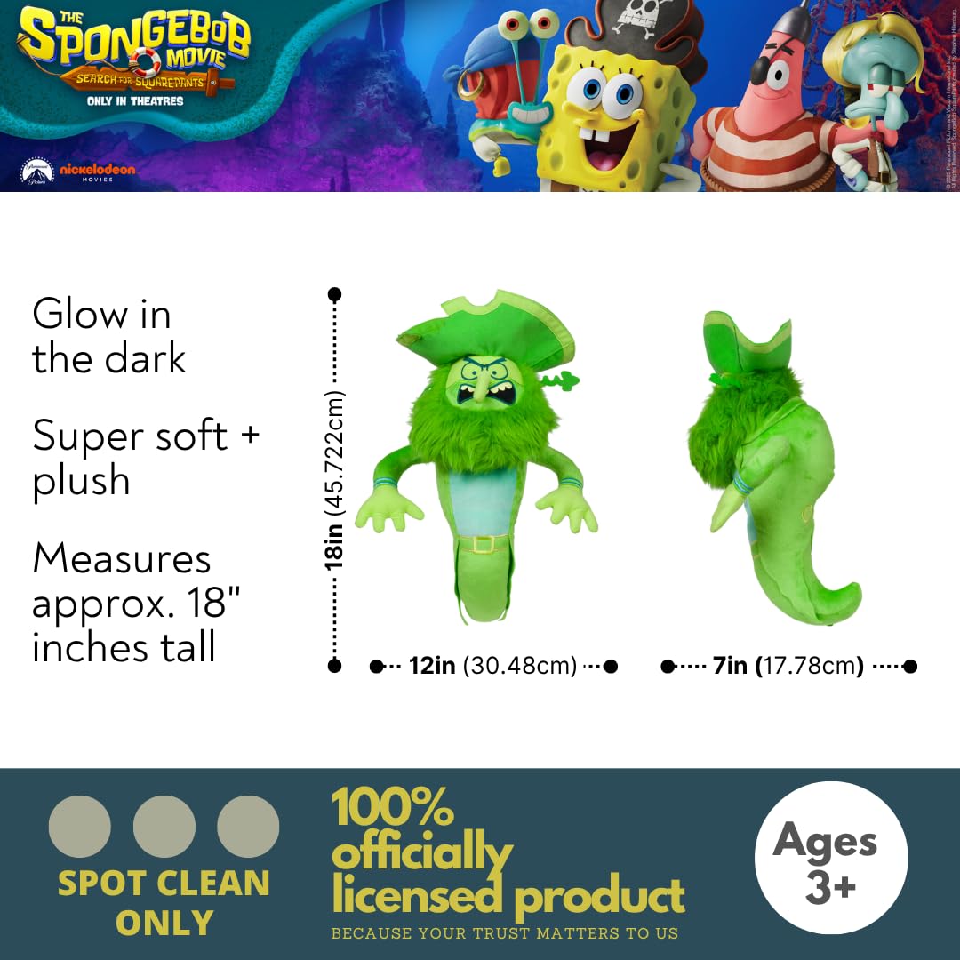 Spongebob Squarepants The Flying Dutchman Kids Plush Cuddle Pillow, Glow in The Dark, Super Soft & Cozy, (Officially Licensed Product) By Franco Collectibles