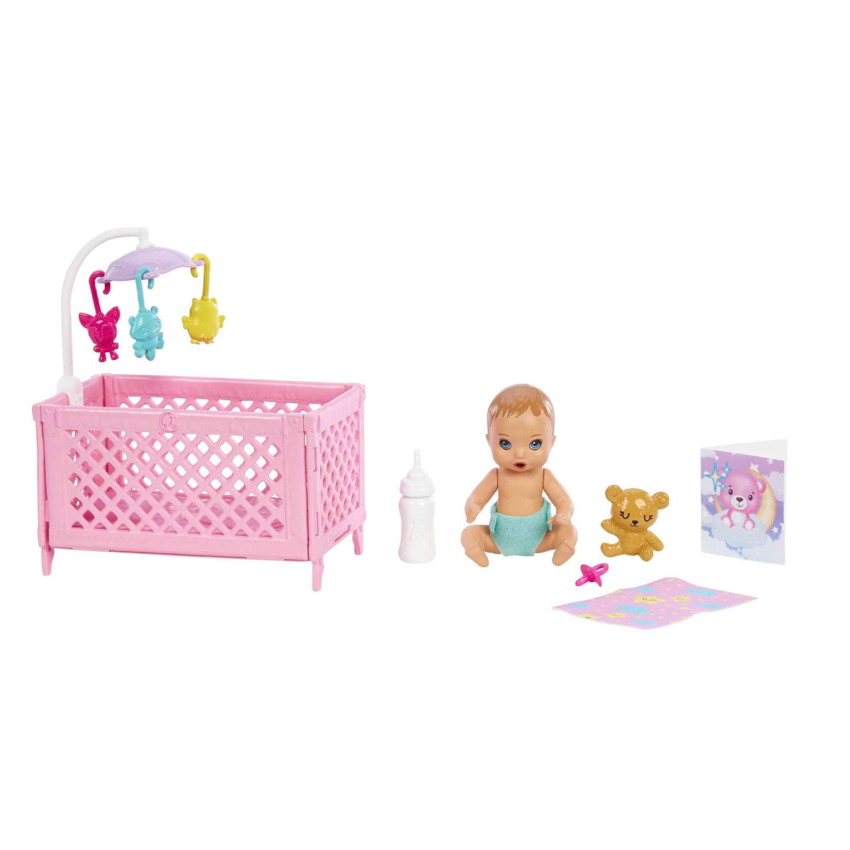 Barbie Skipper Babysitters Inc Crib Toy Playset with Skipper Doll, Baby Doll with Sleepy Eyes, Furniture & Accessories