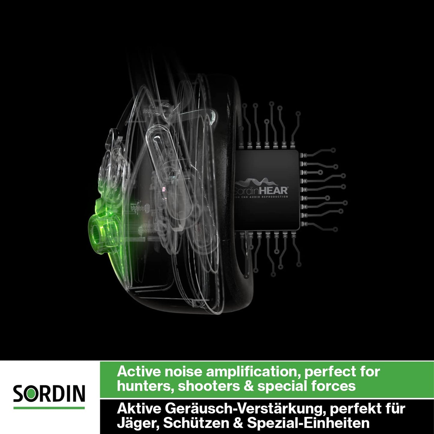 Sordin Supreme Pro-X Slim Active Ear Defenders - ARC Rail Compatible - Leather Band & Foam Kits - Green Ear Muffs
