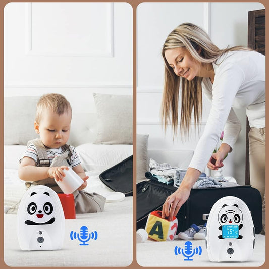 Audio Baby Monitor TimeFlys Mustang Panda, Both Unit Portable, Talk Back Intercom, Long Range up to 1000 ft, Temperature Monitoring and Warning, Lullabies, Vibration, LCD Display, Night Light