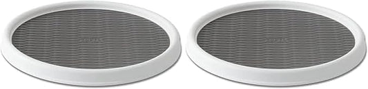 Copco Basics Non-Skid Pantry Cabinet Lazy Susan Turntable, 12-Inch, White/Gray, 1 Count (Pack of 2)