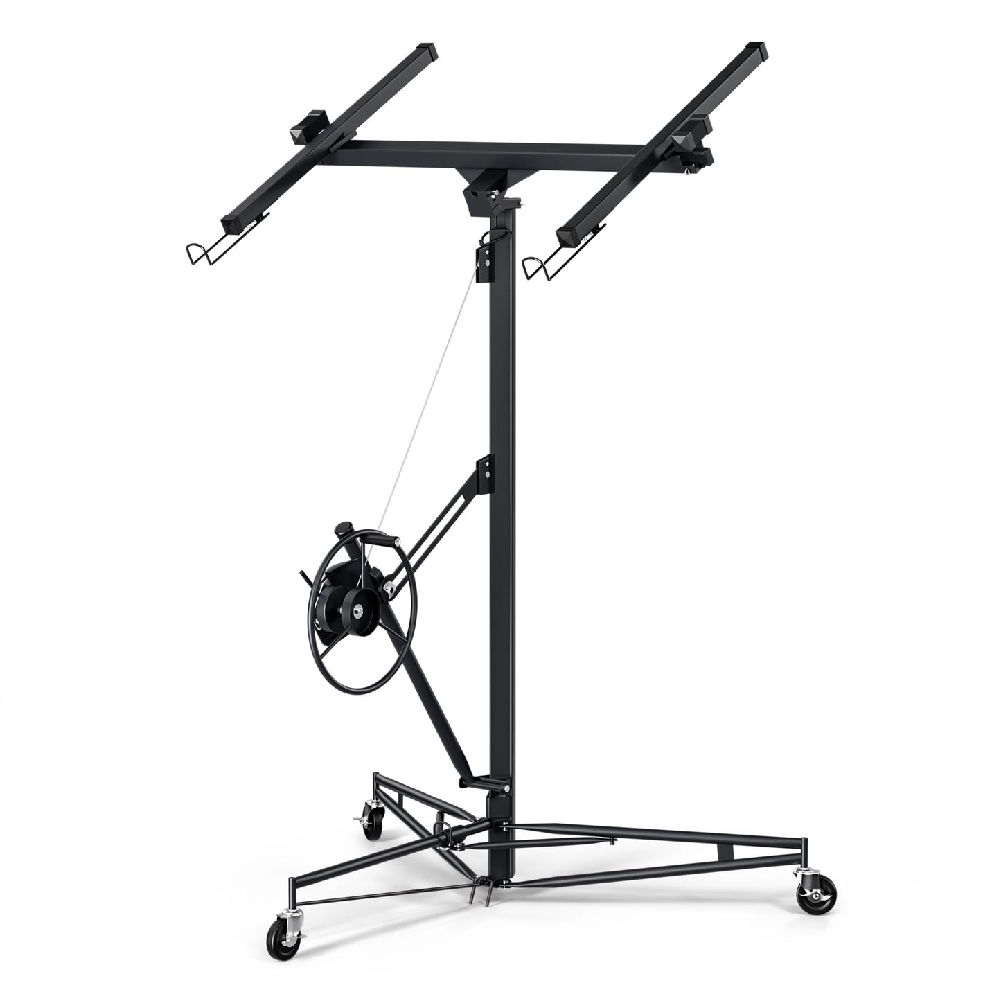 11 ft Drywall Lift,Drywall Rolling Lifter Panel,150 LBS Heavy Duty Sheetrock Lift Drywall Lift,Drywall Lift Panel Hoist Jack with 360° Adjustable Telescopic Arm & 3 Lockable Wheels (11 ft Black)