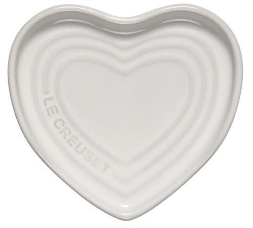 Le Creuset Stoneware Heart Shaped Spoon Rest, 5", White