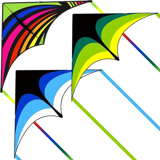 Delta Kite for Kids and Adults, Easy to Fly, Nylon Fabric with String Handle, Outdoor Beach Park Activities