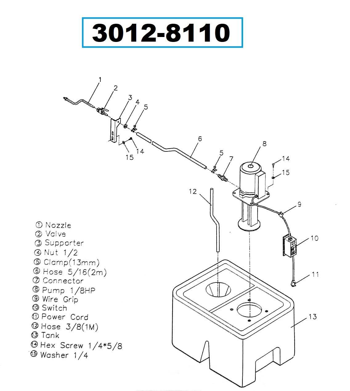 VERTEX 3012-8110 3-Gallon Coolant Pump Kit – 110V 1/8 HP Portable Machine Tool Cooling System for Milling, Drilling, Lathe – Compact 3-Gallon Tank, Above-Ground Design, Easy Coolant Circulation Device