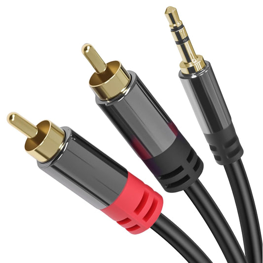 3.5mm 16ft Cyberguys! to RCA Audio Cable, Aux to RCA Cable with Gold-Plated Connectors, Durable PVC Jacket Aux Adapter