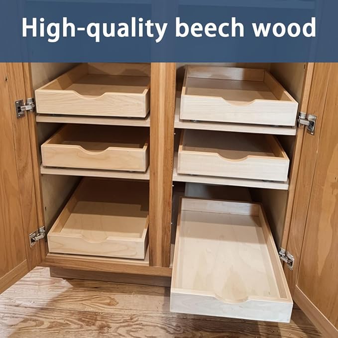 Pull Out Cabinet Drawers - 6x2 Size Options (12-23'W,18-21'D), Pre-Assembled with Soft Close Slides, Solid Beechwood, Easy Installation (14'W x 21'D)
