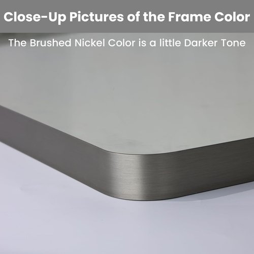 LOAAO Brushed Nickel Bathroom Mirror - 48x36 Inch Rounded Rectangle Design | Anti-Rust, Shatter-Proof, Versatile Hanging Options