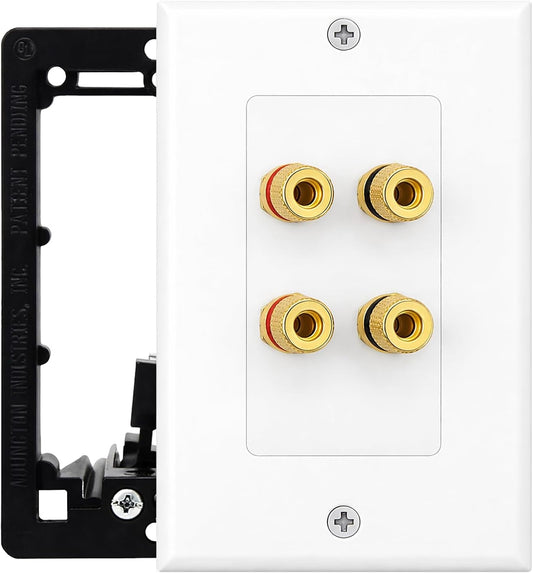2 Setup DIYTECH Speaker Wall Plate, Home Theater Wall Plate, Gold Plated Binding Posts, for Home Theater
