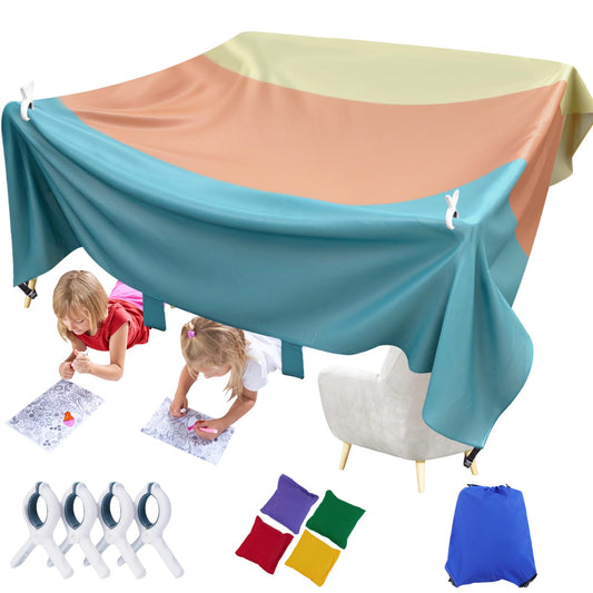 Magic Kids Fort Building Kit, 3 * 3m Large Blanket Fort Making Kit Clips Portable Playhouse Play Tent Fort - Indoor/Outdoor Girls/Boys Toys Ages 4-8-12