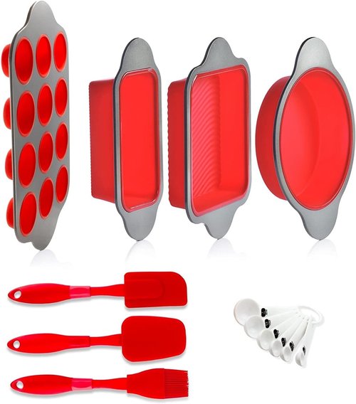 Boxiki Kitchen 13-Piece Non-Stick Silicone Bakeware Set - Versatile & Durable for Oven, Freezer, Dishwasher Use