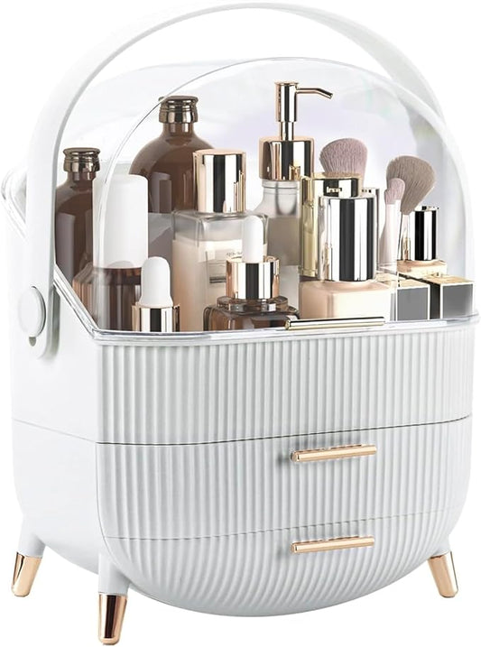 YGJT Makeup Organizer, Skincare Organizer for Vanity with Drawers, Makeup Storage Box, Large Capacity Cosmetic Display Cases Makeup Storage Box for Bedroom, Bathroom, Ideal Gifts for Women(White)