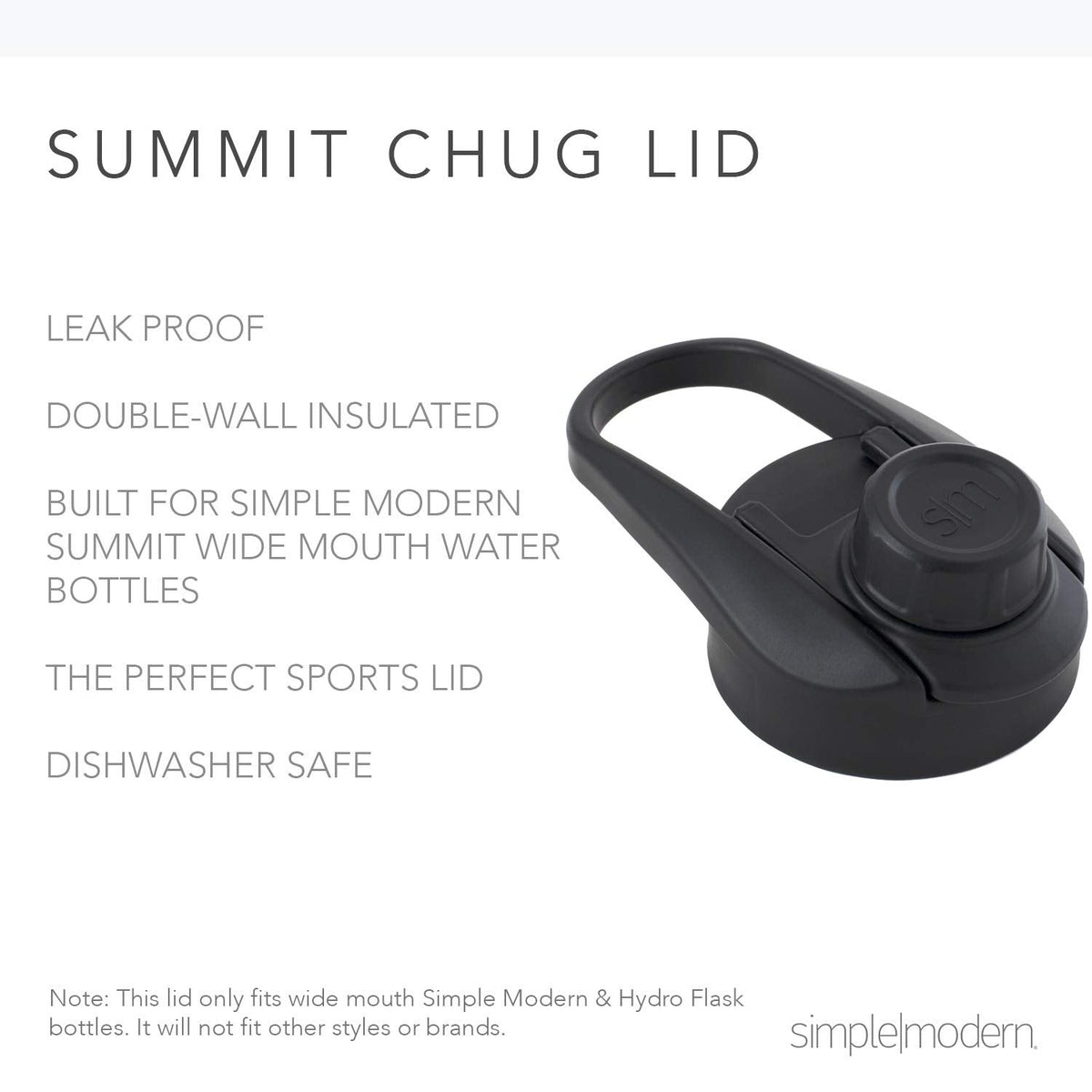 Simple Modern Water Bottle with Chug Lid Vacuum Insulated Stainless Steel Metal Thermos Bottles | Reusable Leak Proof BPA-Free Flask for Sports | Summit Collection | 32oz, Midnight Black