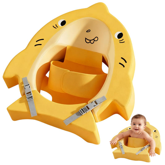 Deehouve Non-Inflatable Baby Pool Float, Solid Swim Water Float with Safety Seat,Waterproof Comfortable Waist Swim Trainers Infant Pool Essentials for 3-36 Months Beach Play (Yellow)