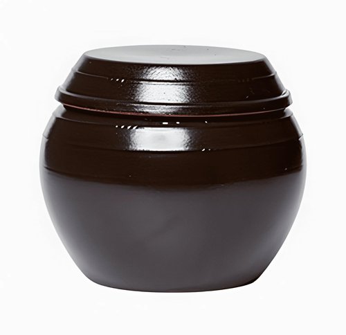 BALWOO Earthenware Onggi Korean Traditional Clay Jar Mini Ceramic Canister/Handmade Food Storage Container for Tea, Coffee Bean, Salt/Breathing Clay Pot Kimchi Fermentation Crock (2L(67.6oz))