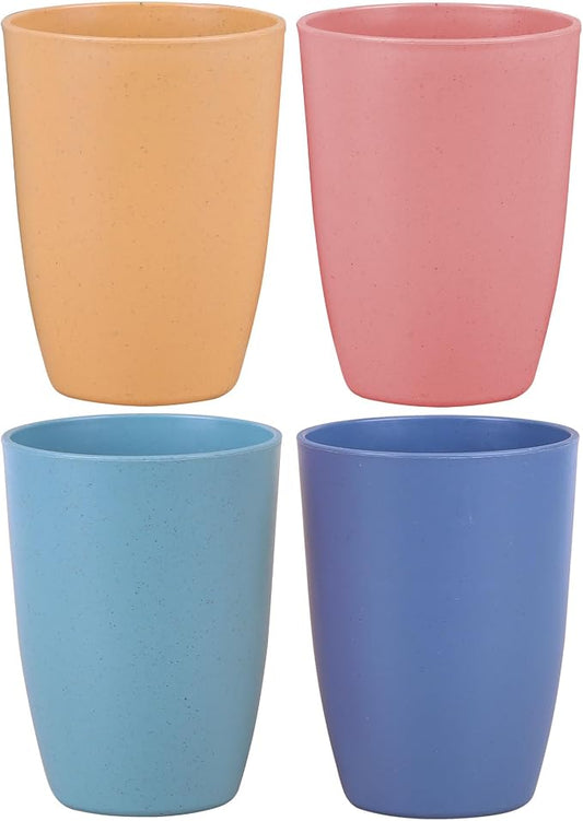 Wheat Straw Reusable Cup (12 oz) - Unbreakable Drinking Glasses Sets - Dishwasher Safe Tumbler - Lightweight, BPA Free and Eco friendly (4 Color)