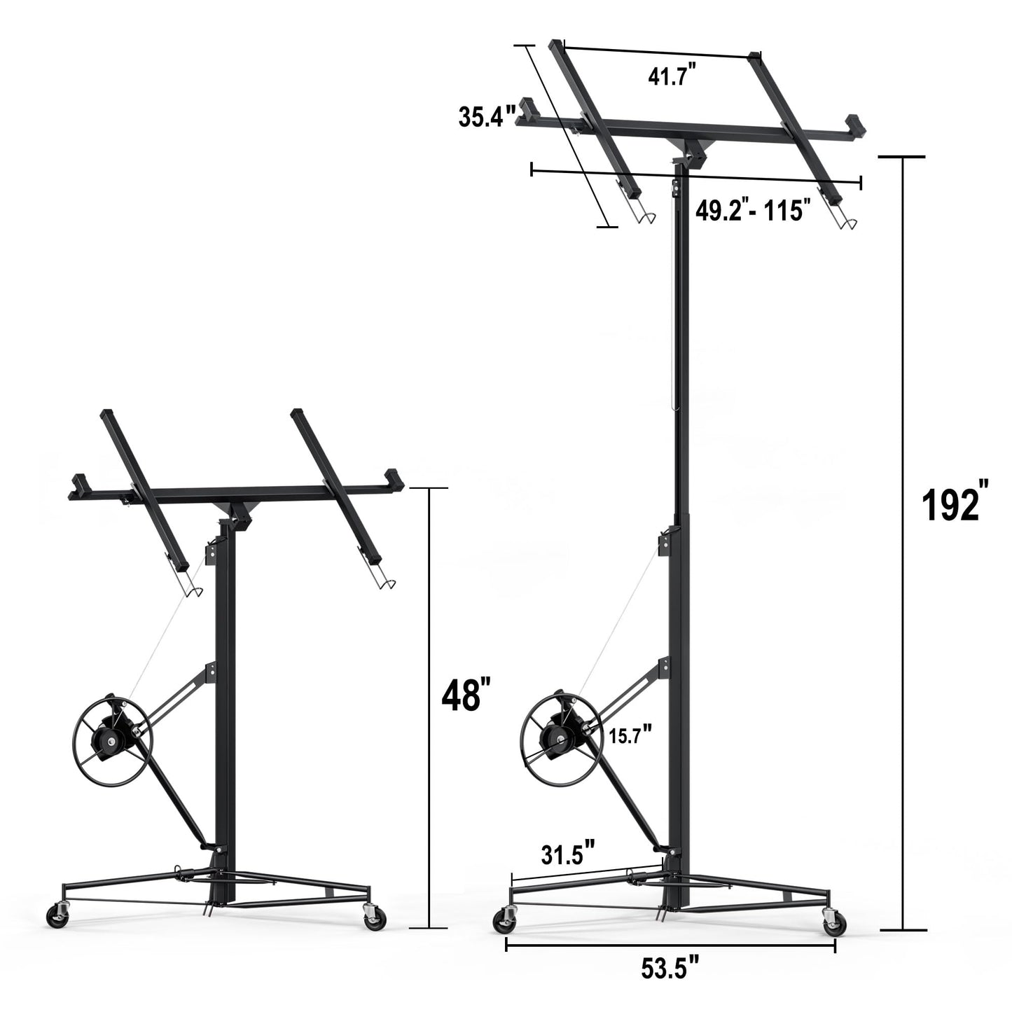 Drywall Lift 16 Ft,Drywall Rolling Lifter Panel,150LBS Heavy Duty Sheetrock Hoist Panel Hoist Jack With 360° Adjustable Telescopic Arm & 3 Lockable Wheels