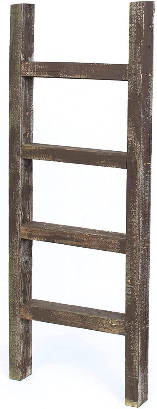 BARNWOODUSA Rustic Decorative Ladder - 100% Upcycled Wood (48" x 12" x 1.5", Espresso)