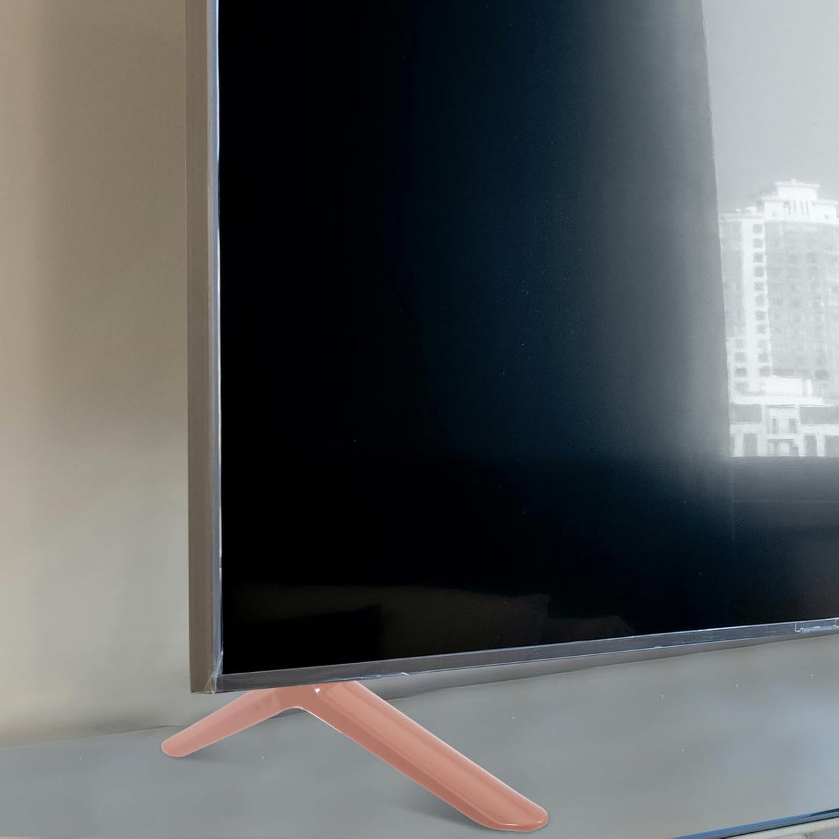 BESPORTBLE 1 40-inch Universal Tv Stand Base with Rose Gold Legs and Screws, Pair Tv Desk Mount Feet for Screens