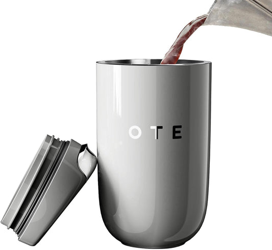 OTE Coffee Cup Travel Mug - 12 OZ Leakproof Insulated Tumbler | Keeps Drinks Hot or Cold, BPA-Free, Gray