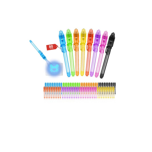 Daemson Invisible Ink Pens with UV Light, 80 PCS Bulk Spy Pens for Kids Party Favors, Secret Message Marker Set for Halloween Goodie Bags, Christmas Stocking Stuffers, Classroom Prizes & Treasure Hunt