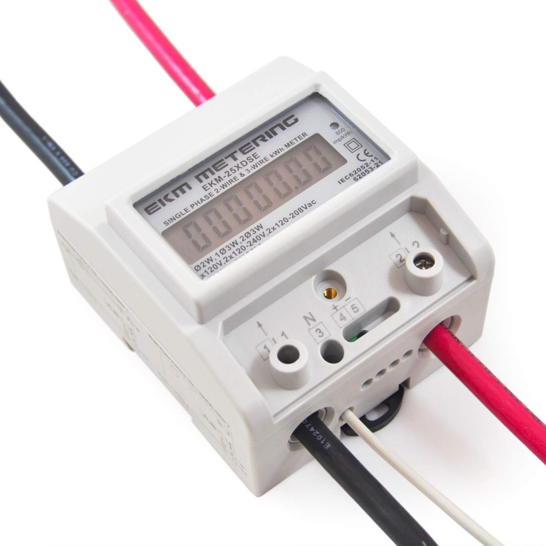 EKM Metering Single Phase kWh Meter, Pass-Through, 2 or 3-Wire, 120V up to 120/240V, 100A, 60Hz