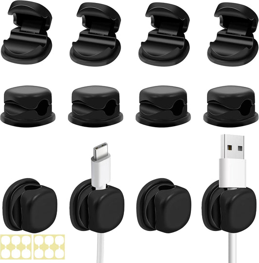 BETIMFAN 12Pack Cord Organizer, Spring Cable Holder Clips, Desk Cord Management Clips, Adjustable Phone Charger Cable