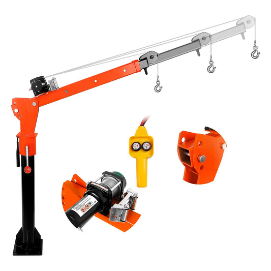 2500 lbs Dismountable Household Hoist Truck Crane | 5000 lbs Electric Winch | Foldable Truck-Mounted Bed Crane | 360° Swivel Jib Crane for Construction, Industrial & Warehouse Lifting