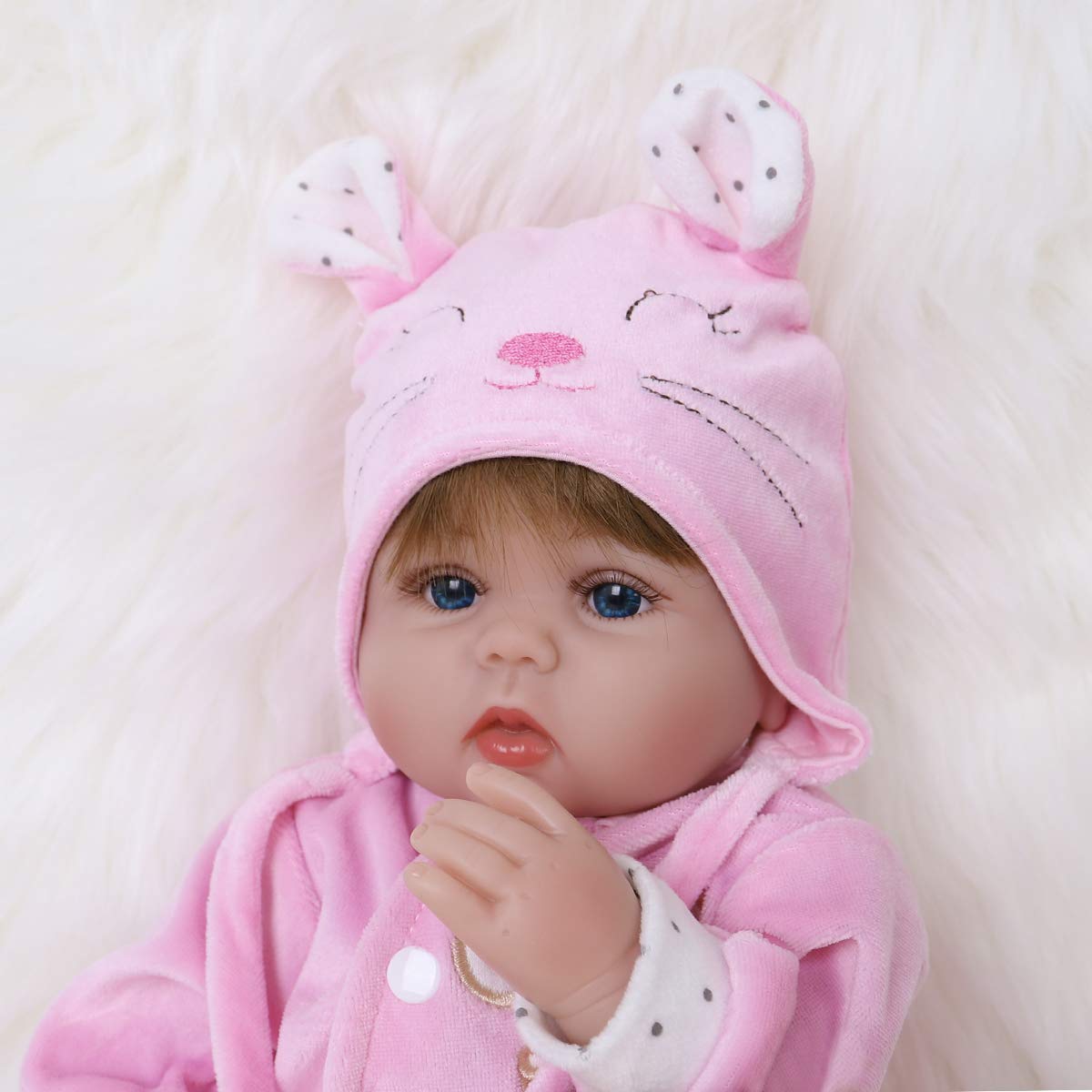 ENADOLL Reborn Baby Doll Realistic Silicone Vinyl Pink Mouse Baby 16 inch Weighted Soft Body Lifelike Doll Gift Set for Ages 3+(Pink Mouse)