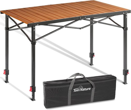 Nature Join Portable Camping Table - Adjustable Height, Foldable Aluminum Design for 2-6 People, 220 Lbs Capacity