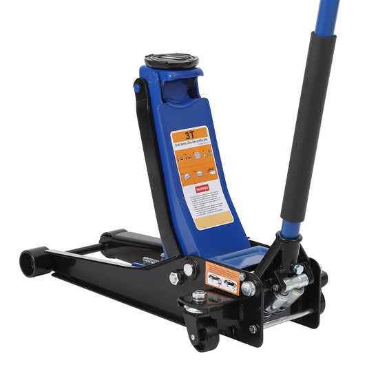 3 Ton Low Profile Hydraulic Jack for Car, 3"-19.5" Lift Range Floor Jack, Heavy Duty 6000 LBS Capacity with Safety Lock & Dual Pump for Car, SUV & Truck Maintenance