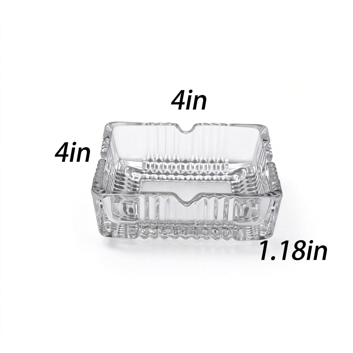ZSHNYUKX 3 Pack 4 inch Square Glass Ashtray, Clear Thick Tempered Glass Cigarette Ash Tray, Easy Clean Heavy Duty Smoke Tray for Home Office Outdoor Party Decoration